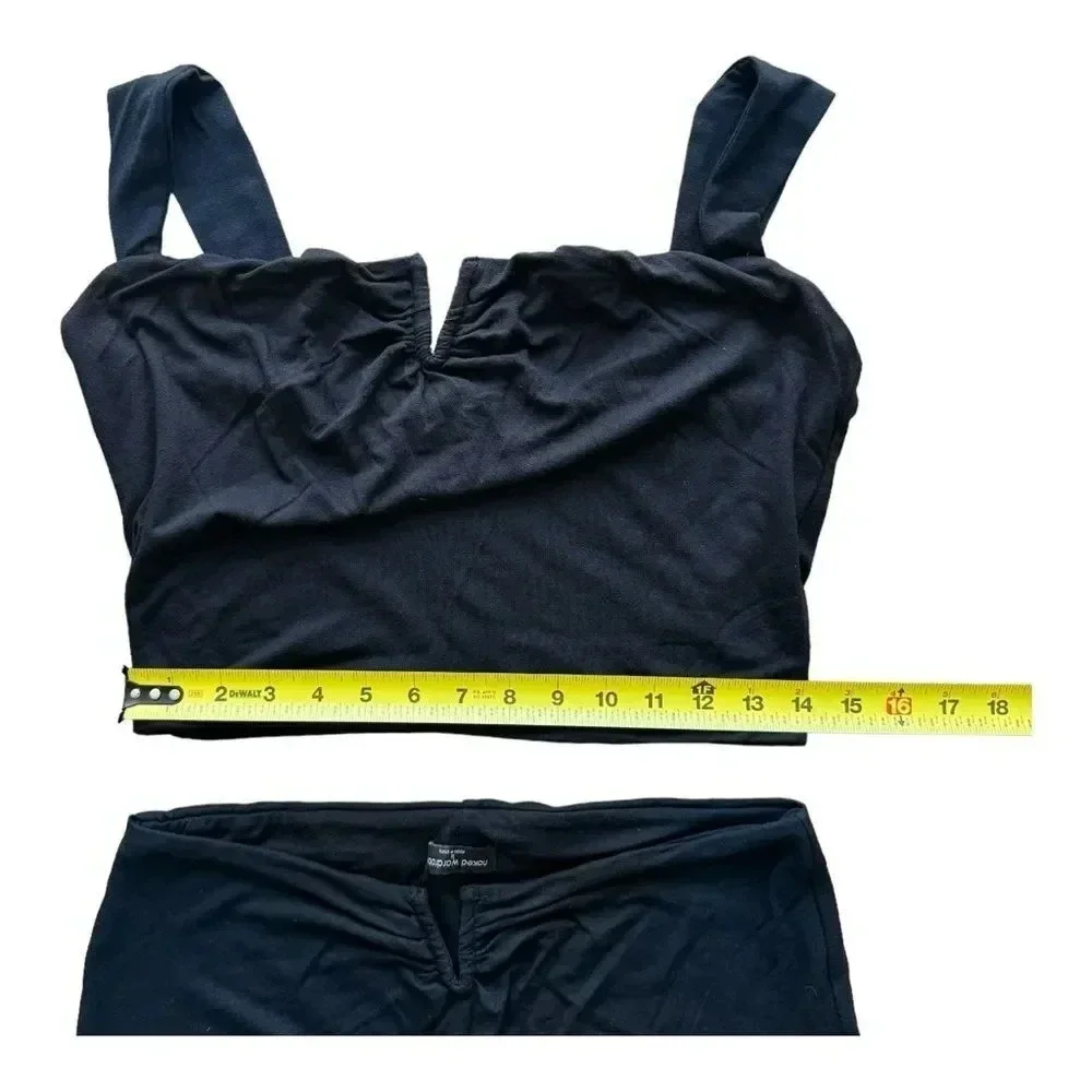 Naked wardrobe Black Flare Pant Soft Cropped Top Tank 2 PC Set Outfit Size 1X - Picture 12 of 15